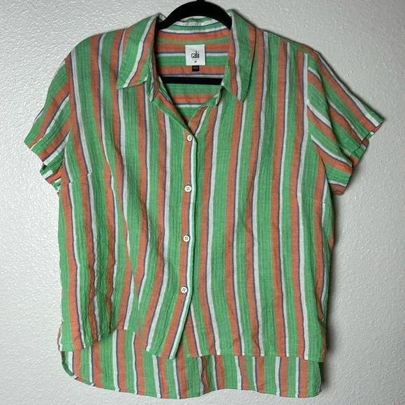 Cabi Cotton/Linen Striped T-shirt - Picture 2 of 7